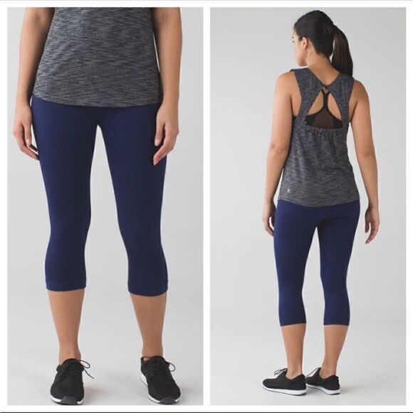 Lululemon Navy Blue Crop Leggings - Picture 1 of 10